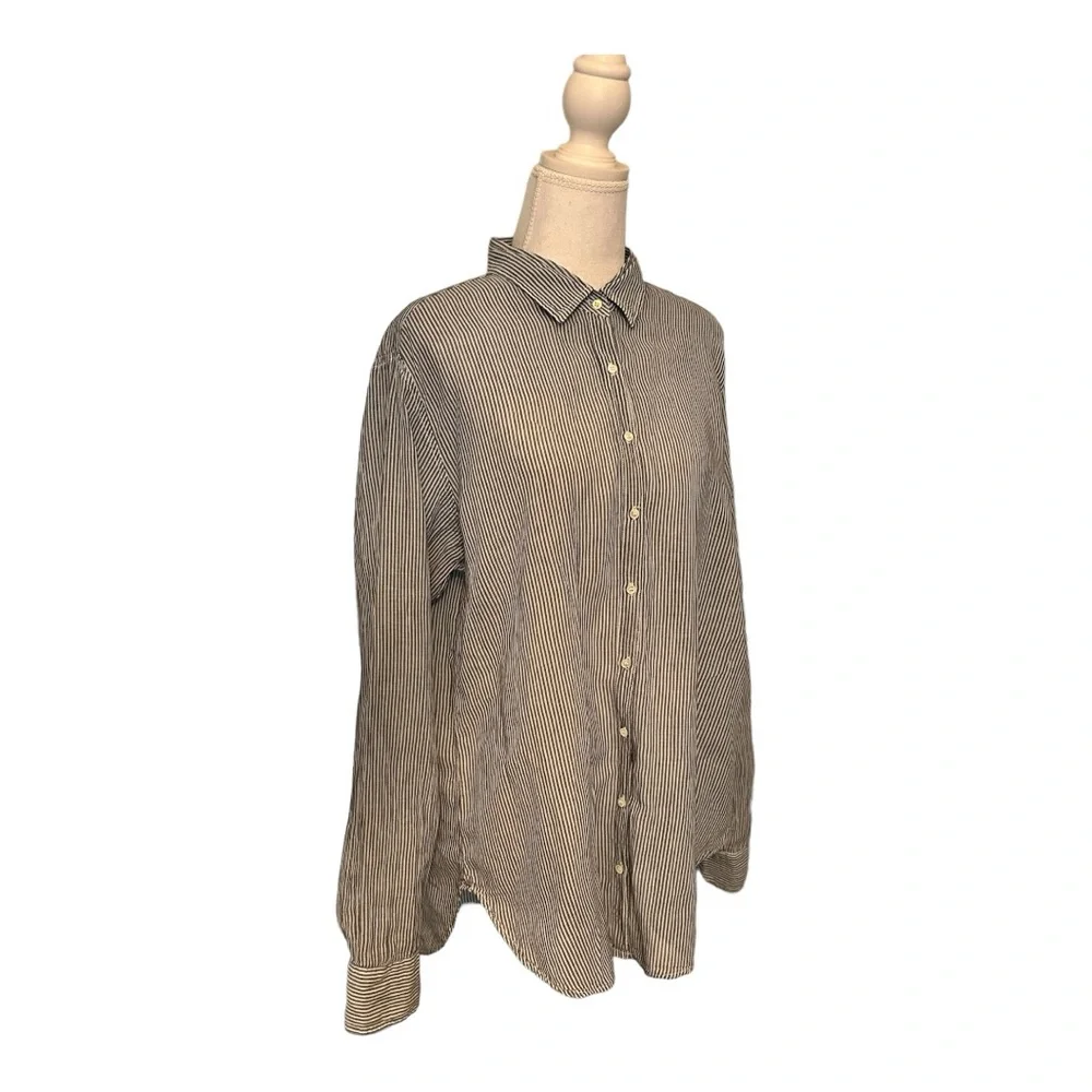 Xirena Coast Beau Shirt Blue & White Stripe Button Up Long Sleeve Top Women’s M - Picture 5 of 10